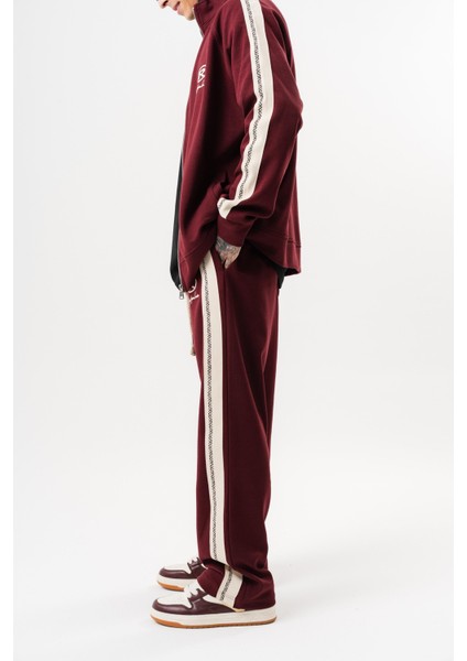 Erkek Ffb Şerit Detaylı Kışlık Doubleface Baggy Eşofman Altı Bordo modelleri