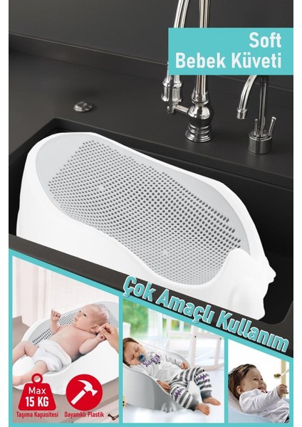 Soft Bebek Küveti -Silikon Fileli Bebek Yıkama Banyo Küveti, Bebek Banyo Oturağı fırsatları