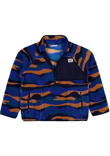 Karışık Dalga Desenli 10-13 Yaş Sweatshirt - Mavi 10-11 Yaş