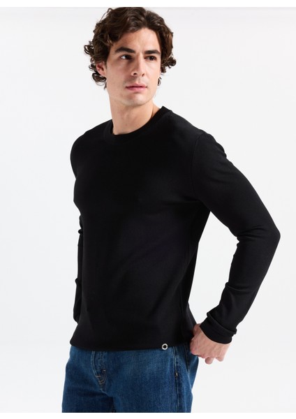 Gmg Fırenze Bisiklet Yaka Slim Fit Siyah Erkek Kazak GU25MFW04030