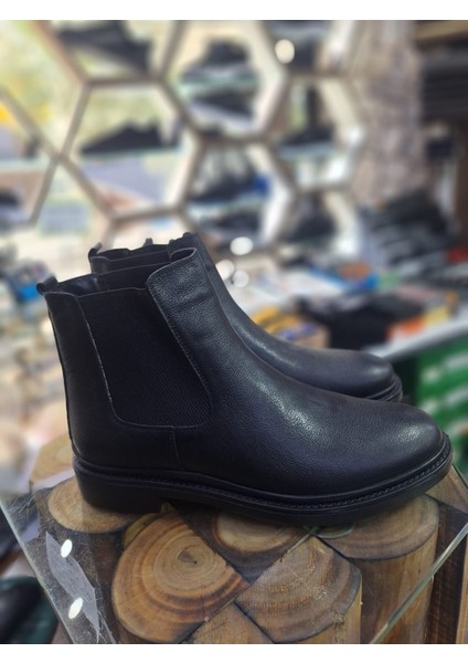 Siyah Chelsea Deri Kaymaz Taban Içi Yünlü Erkek Bot fiyatları