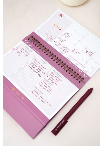 2026 Masaüstü Planlayıcı Takvim Bordo fiyatları