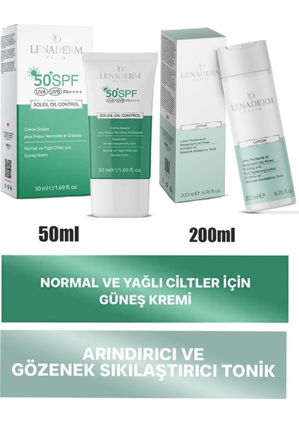 Lotion 200 Ml+Lenaderm Soleil Oil Control Güneş Kremi 50 ml