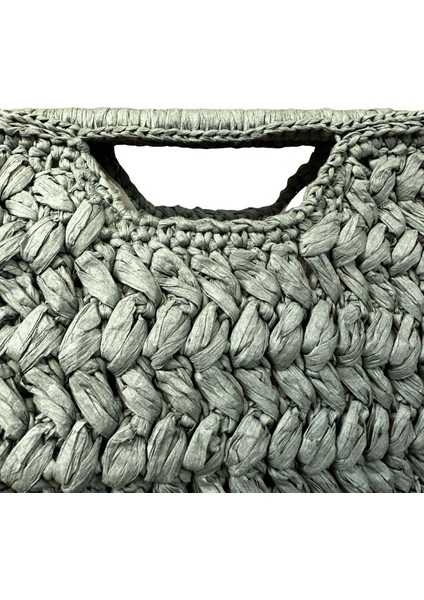 1445 El Örgüsü Burs Kapamalı Rafya Ip Clutch Çanta