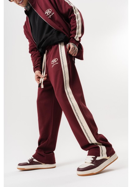 Erkek Ffb Şerit Detaylı Kışlık Doubleface Baggy Eşofman Altı Bordo indirimleri