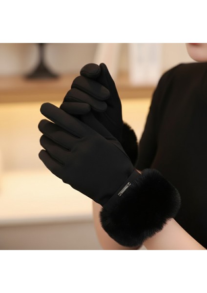 Suni Kürk Detaylı Kadın Eldiven