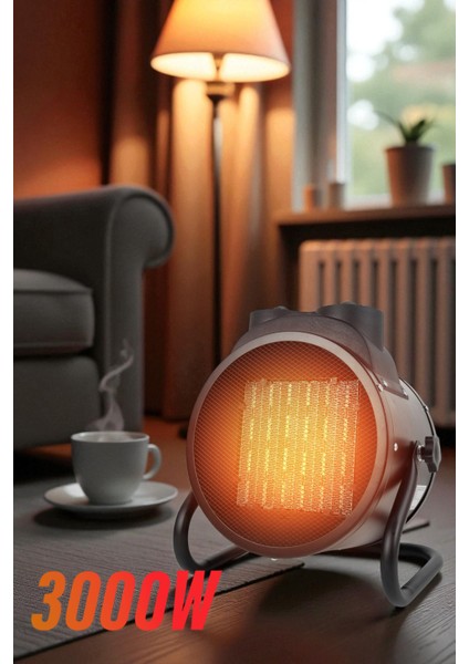 3000W Elektrikli Isıtıcı Fan - 3 Kademeli - 3 Saniyede Hızlı Isınmalı Üflemeli Fan - 45°c Isıtma