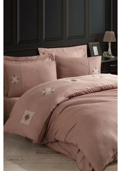Hobby Elegant Nakışlı Pamuk Saten Çift Kişilik Nevresim Takımı Zeugma Kahve fiyatları