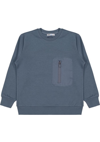 Etiketli - Micro Garnili 6-9 Yaş Sweatshirt - Gri 8-9 Yaş