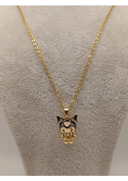 Çelik Kuromı Kolye Küçük Gold