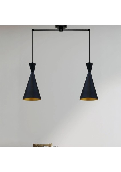 Ikili Ince Siyah Metal Avize Mutfak Salon Cafe Ofis Masaüstü Hediye Tekli Sarkıt Lamba Aydınlatma