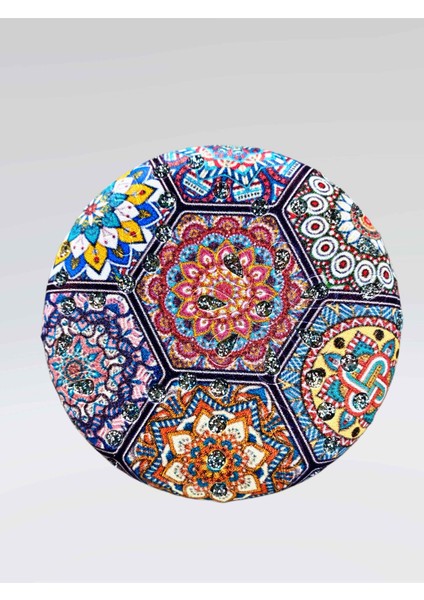 Işıltılı Karışık Desenli Çift Taraflı Yuvarlak Cep Çanta Makyaj El Aynası 7cm Çap (Kod:26)