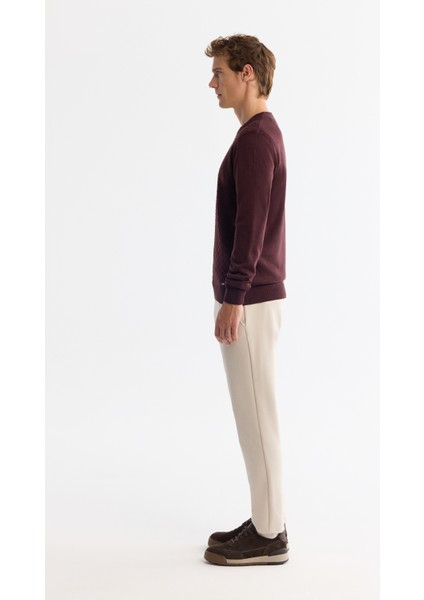 Erkek Bordo Dokulu Basic Kazak E005107