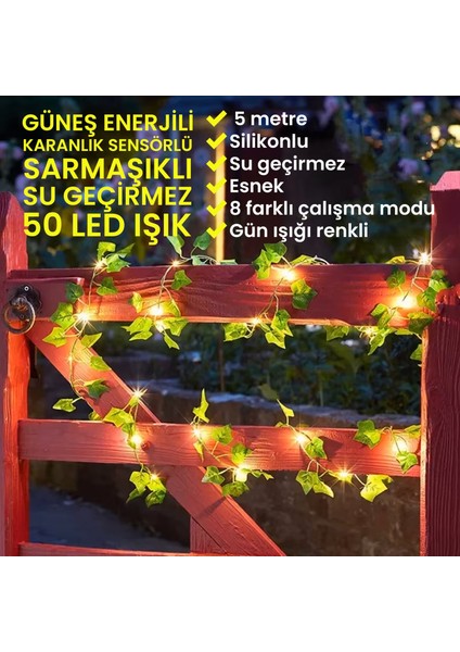 5 Metre Doğal Sarmaşık Yapraklı Su Geçirmez Dekoratif 50 LED Lamba indirimleri