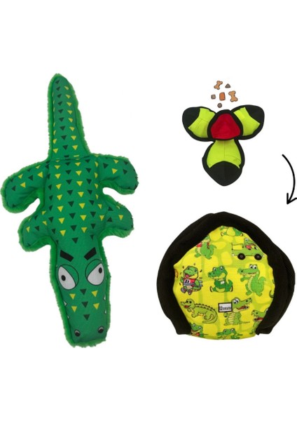 Lotus Timsah Interaktif Oyun Seti – Peluş Timsah Hışırtılı Sesli Köpek Oyuncağı + Lotus Mama Saklama Koklama Topu Zeka ve Aktivite Oyuncağı