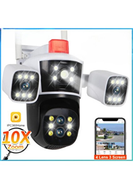 4 Kameralı PTZ Güvenlik Kamerası 3MP Çözünürlük Akıllı Takip Özelliği ile fırsatları