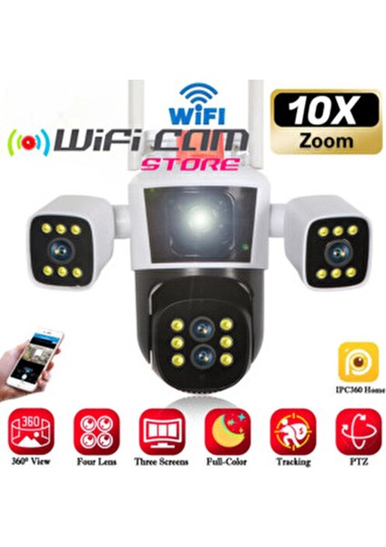 4 Kameralı PTZ Güvenlik Kamerası 3MP Çözünürlük Akıllı Takip Özelliği ile indirimleri