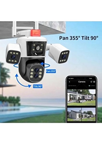 4 Kameralı PTZ Güvenlik Kamerası 3MP Çözünürlük Akıllı Takip Özelliği ile