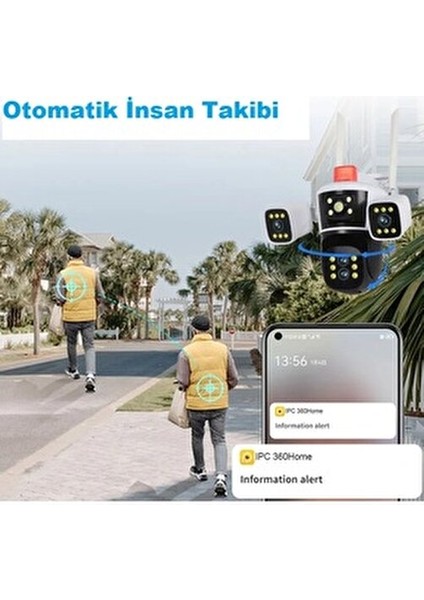 4 Kameralı PTZ Güvenlik Kamerası 3MP Çözünürlük Akıllı Takip Özelliği ile