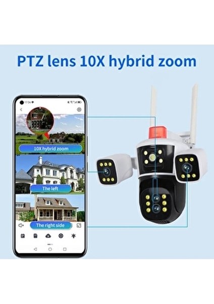 4 Kameralı PTZ Güvenlik Kamerası 3MP Çözünürlük Akıllı Takip Özelliği ile