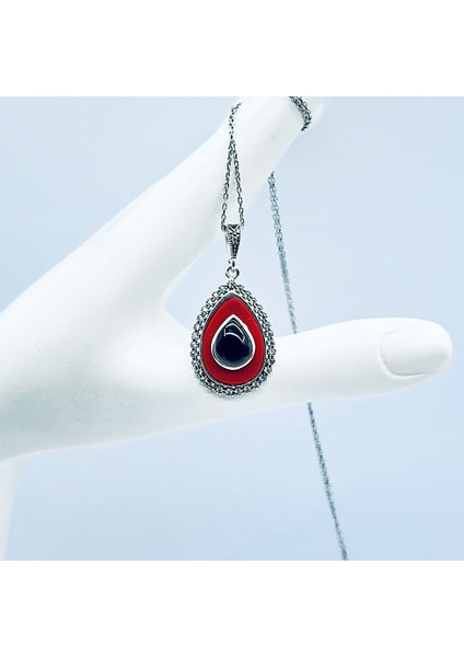 Zirkon Mine ve Oltu Taşı Işçilikli 925 Ayar Gümüş Kolye modelleri