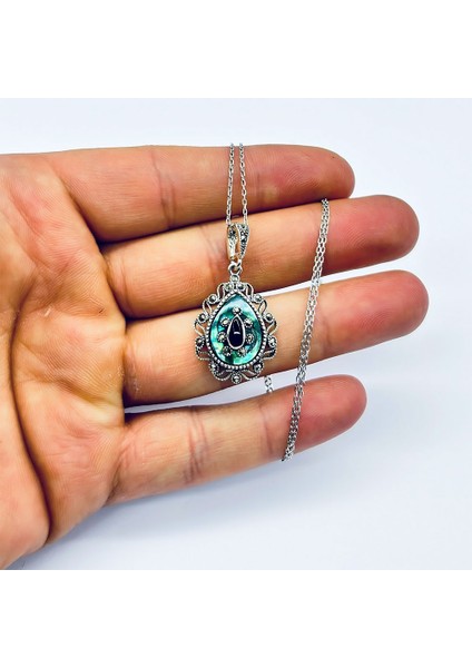 Damla Model Oltu Taşı ve Margazit 925 Ayar Gümüş Kolye fiyatları