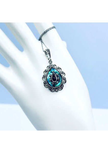 Damla Model Oltu Taşı ve Margazit 925 Ayar Gümüş Kolye fırsatları