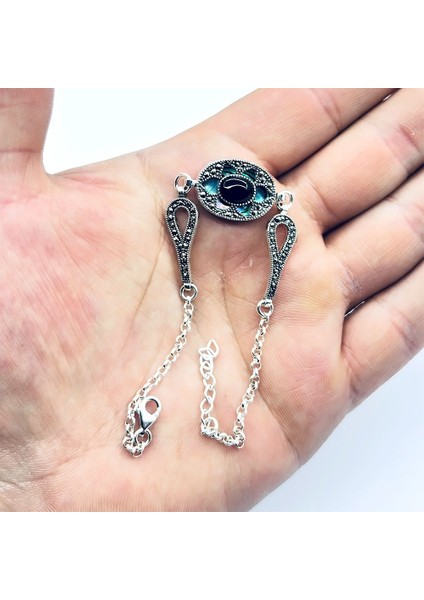 Oltu Taşı ve Yeşil Mine Işçilikli 925 Ayar Gümüş Bileklik fiyatları
