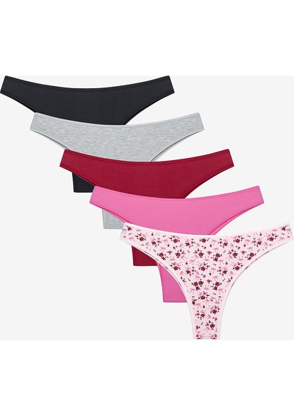 Bow Floral Pamuklu 5li Brazilian Külot