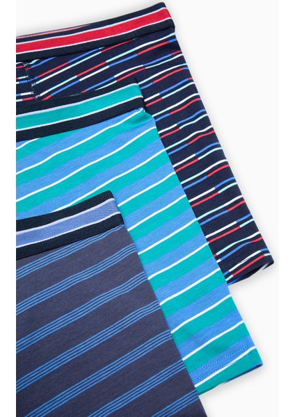 Erkek Pamuklu Bold Stripe Çok Renkli 3lü Boxer