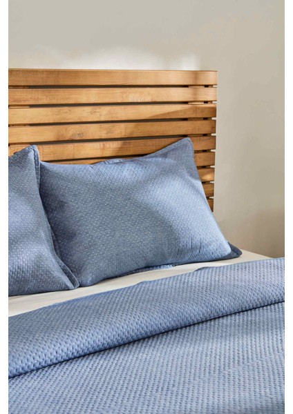 Arven Çift Kişilik Yatak Örtüsü Takımı Mavi