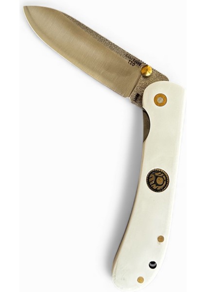 T20 Böhler N690 El Yapımı Kamp Çakısı – Kızıl Mikarta Saplı, Liner Lock Kilitli, Vaketa Deri Kılıflı Outdoor Çakı - Tanto Bushcraft