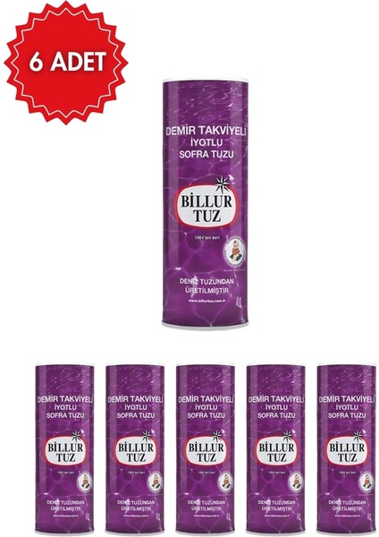 Mineralli İyotlu Sofra Tuzu 500 g x 6 Adet | Zenginleştirilmiş Sofralık Tuz