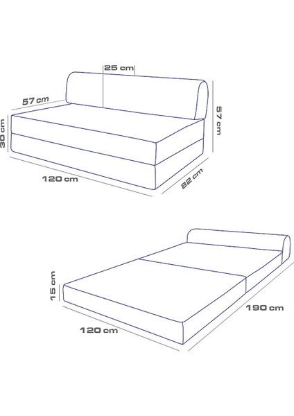 Magic Katlanır Yataklı Koltuk Açık Gri-Çift