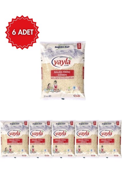 Baldo Pirinç 2 kg x 6 Adet | Pilavlık Pirinç | Tane Tane ve Lezzetli