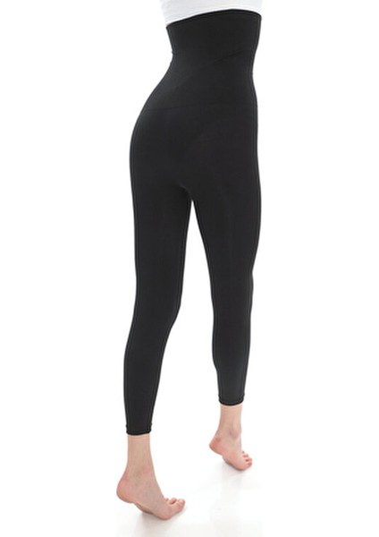 Siyah Renk Yüksek Bel Toparlayıcı Korse Tayt Kadınlar İçin Agraflı Tasarım indirimleri