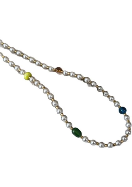 Kadınlar Için Renkli Inci Kolye, Sonbahar ve Kış Retro Kazak Zinciri, Boncuklu Gerdanlık (Yurt Dışından)