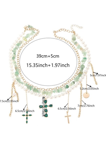 Yeşil Püsküllü ve Haçlı Kadın Inci Kolye (Yurt Dışından) fiyatları