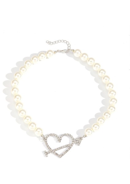 Kadınlar Için Kalpli Gerdanlık Inci Kazak Zinciri (Yurt Dışından)
