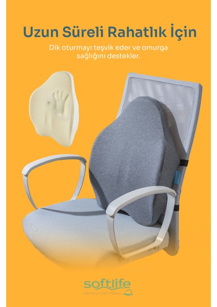 REST Ortopedik Visco Sırt ve Bel Destek Yastığı Bel Destek Minderi 54x42x9 Cm fırsatları