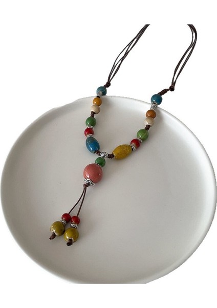 Retro Etnik Tarzda Uzun Boncuklu Kolye, Kazak Zinciri, Kadın Sonbahar ve Kış Kolye Ucu (Yurt Dışından)