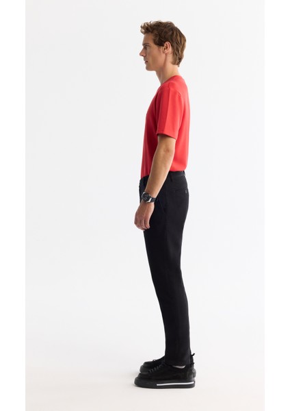 Erkek Siyah Klasik Bel Elastan Chino Slim Fit Pantolon A42Y3021