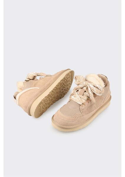 Bej Deri Kadın Günlük Ayakkabı modelleri