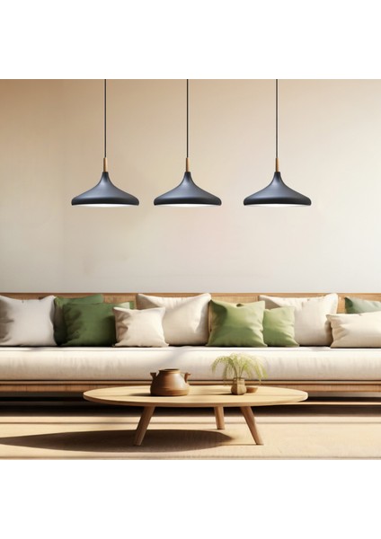 Üçlü Siyah Iç Beyaz Ahşap Başlık Sarkıt Lamba Yemek Masası Oturma Odası Mutfak Salon Otel Showroom fiyatları