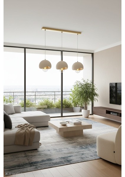 Beton Görünümlü Iskandinaw & Bohem Tarzı Uzun 3 Lü Şık Tasarı Sarkıt Avize (Ampul Hediyeli) fırsatları