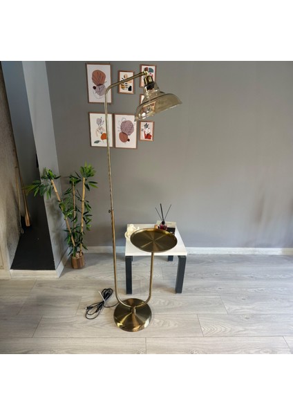 Cam Bal Rengi Düz Gövde U Tepsi Hareketli Başlık Lambader Modern Metal Oturma Odası