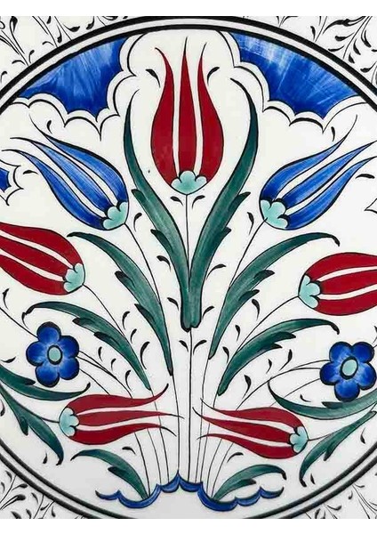 Osmanlı Lale Baharı Desenli Iznik Tabak – Vıp Kutulu Hediyelik 25 cm fiyatları