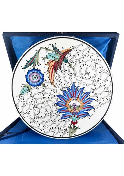 Hatayi Motifli Iznik Tabak – Ev ve Ofis Dekoru (25 cm 9.84 Inch)