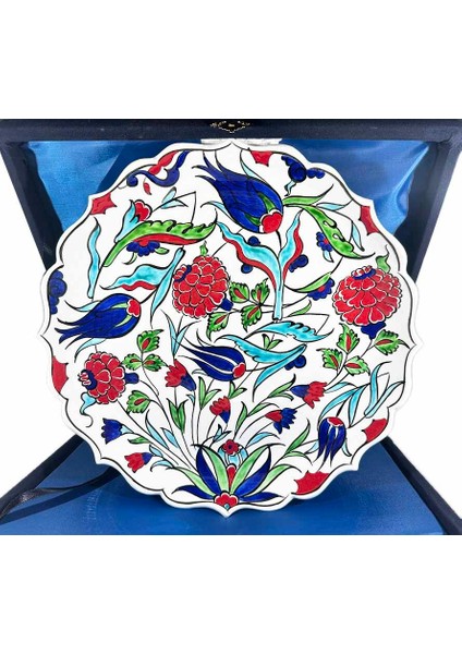 Çiçek Bahçesi Desenli Iznik Çini Tabak – Yeni Ev ve Ofis Hediyesi