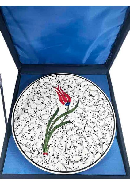 Klasik Lale Desenli Iznik Çini Tabak – Söz, Nişan ve Düğün Hediyesi (25 cm 9.84 Inch) modelleri
